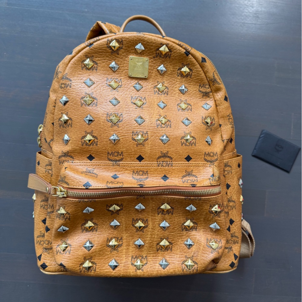 MCM Limited Edition Stark Side Studded Backpack Color Cognac Leather - Picture 9 of 14